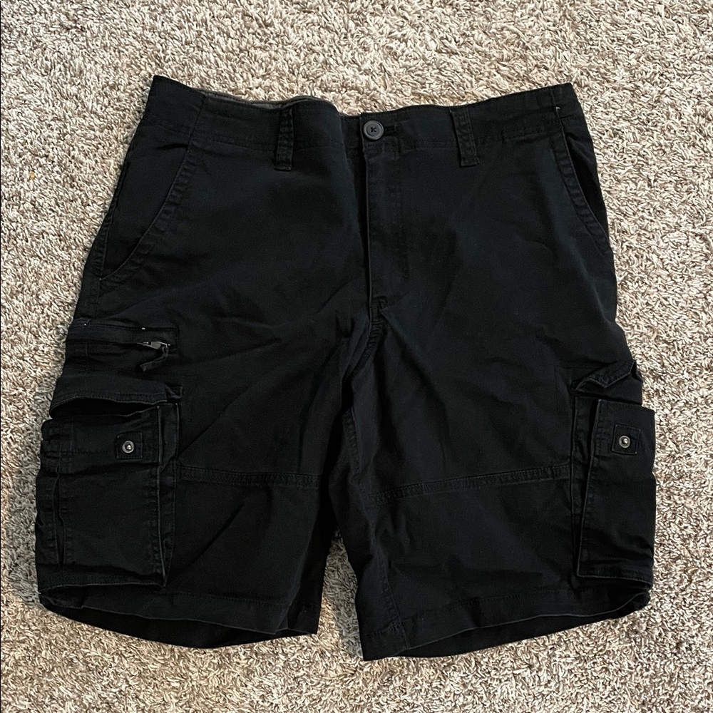 Men's Black Cargo Shorts - Utility Pocket Style Size 36